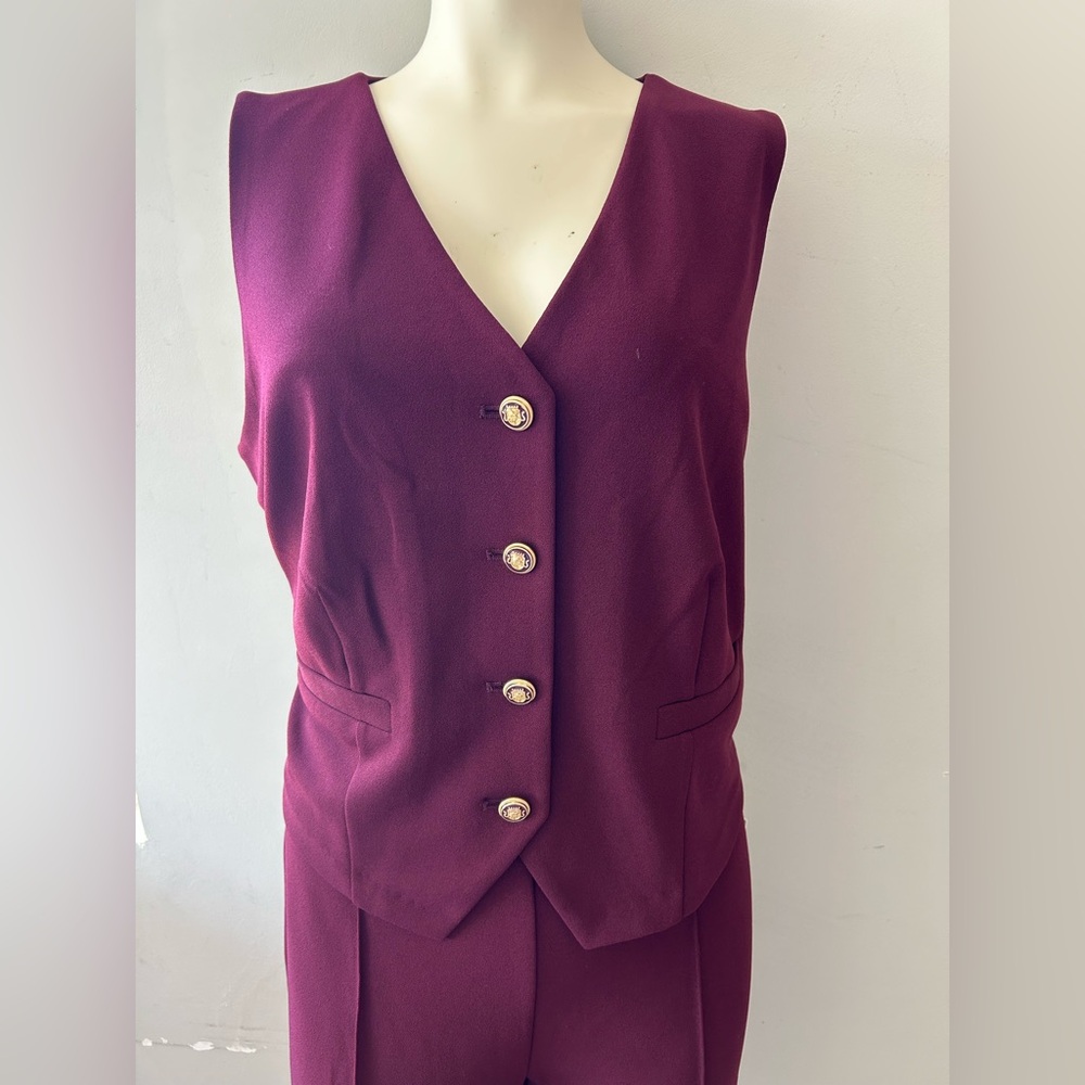Elegant Burgundy Women's Pantsuit Size L - Picture 3 of 5